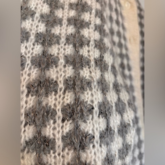 Cozy Cream and Brown Women's Cardigan Sweater - Picture 4 of 7